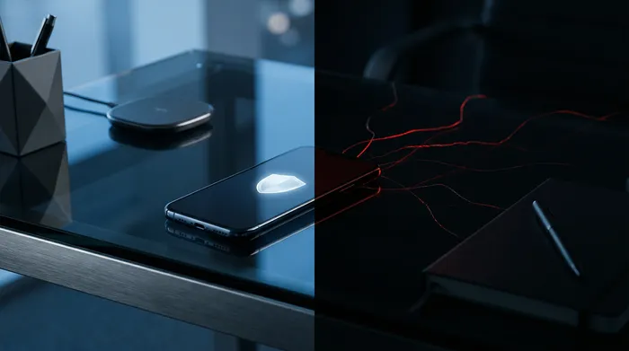 Close-up sa mukha ng isang tao na ini-scan ng isang digital na sistema ng facial recognition sa smartphone.